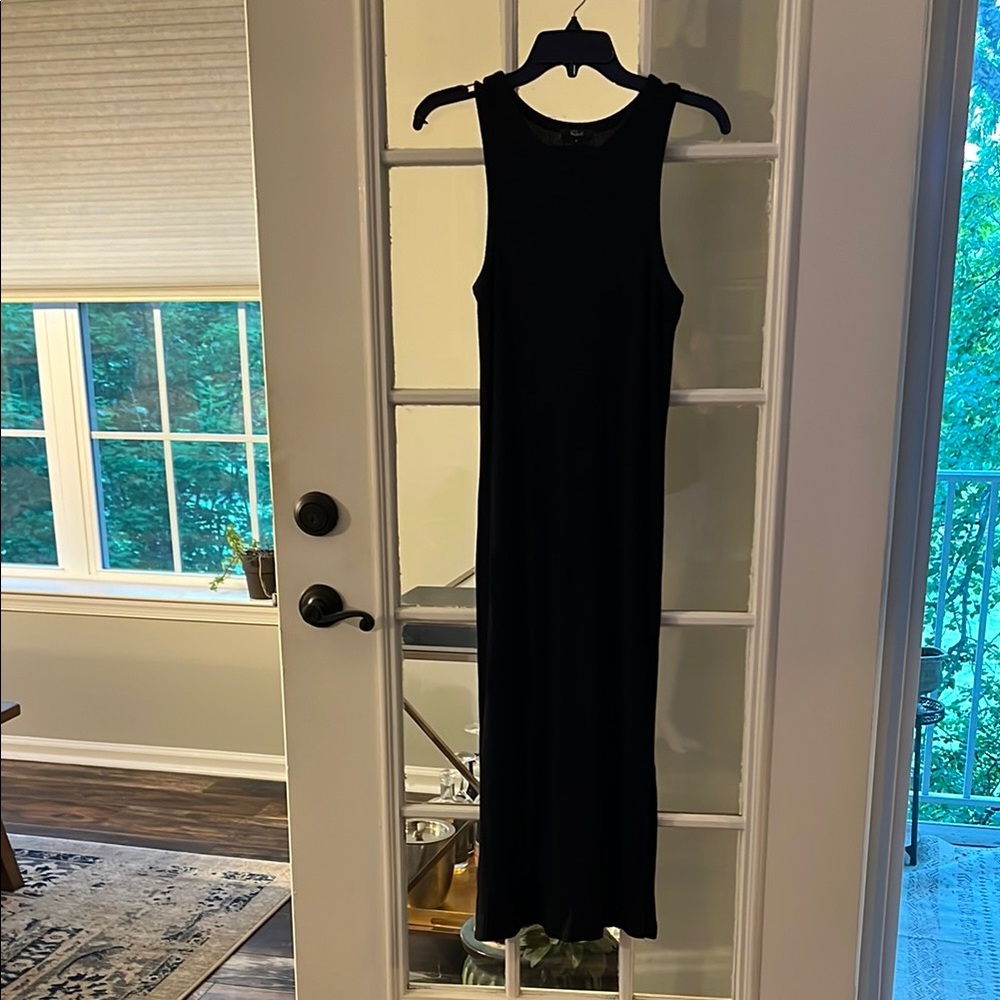 Rails Black Knit Sheath Maxi Dress w side slits